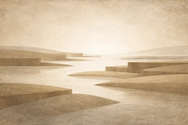 Ilustração conceitual da organização e estrutura em Gênesis 1:9