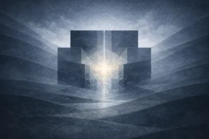 Ilustração abstrata representando identidade e propósito na criação humana segundo Gênesis 1:27.