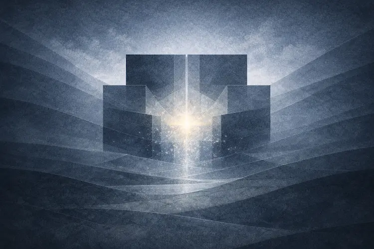 Ilustração abstrata representando identidade e propósito na criação humana segundo Gênesis 1:27.