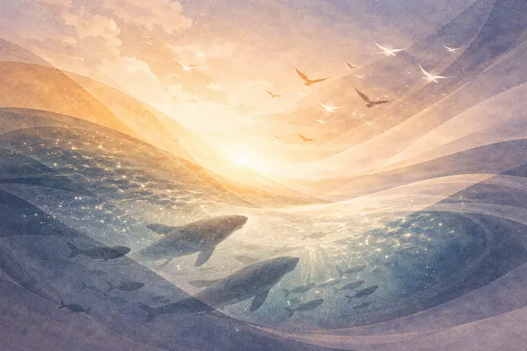 Emergência do movimento e da vida na narrativa da criação bíblica representada de forma abstrata e fluida