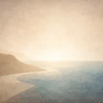 Ilustração editorial abstrata representando a nomeação da terra e dos mares na criação bíblica.