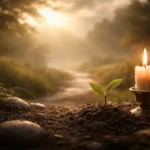 Imagem simbólica representando aniversário cristão no mês de fevereiro, com elementos naturais que transmitem serenidade, crescimento espiritual e esperança em Deus.