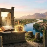 Ruínas arqueológicas do Palácio de Susã no Irã moderno com as bases das colunas monumentais e touros alados.